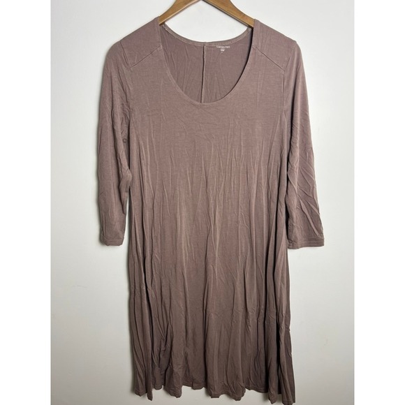 Garnet Hill Dresses & Skirts - Garnet Hill Wm Mauve Viscose Spandex 3/4 Sleeve Knit Scoop Neck Dress L 41237